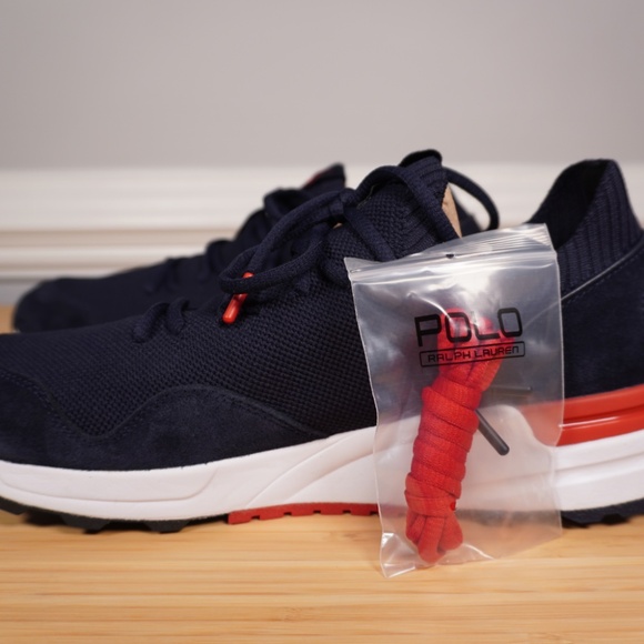 Polo Ralph Lauren Trackster 200II Knit Sneaker Blue Red White Size 10D Brand New main image 13